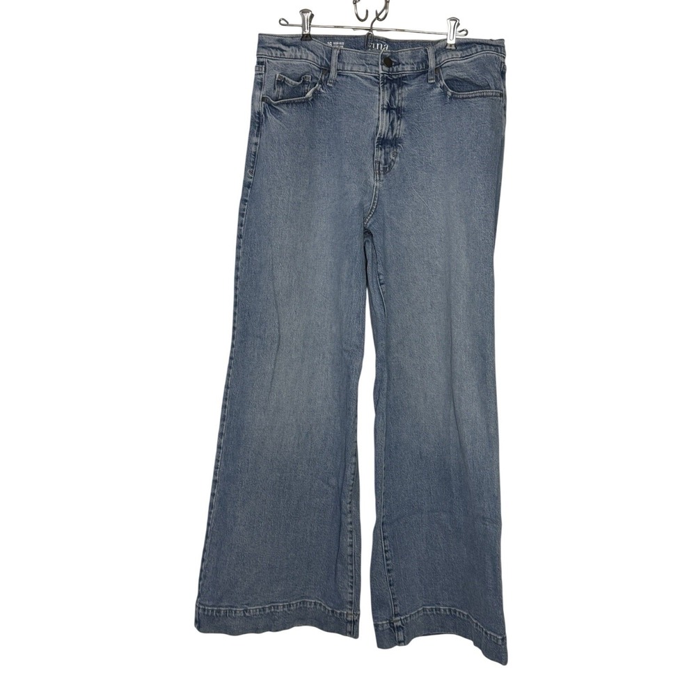 A New Approach Wide Leg Easy Fit Highest Rise Stretch Blue Denim Jeans 16